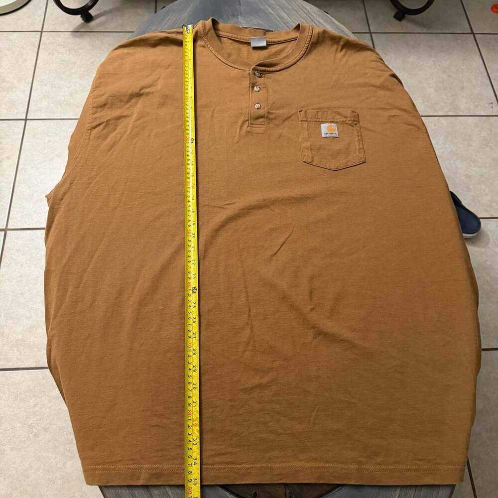 Carhartt Long Sleeve Henley Pocket T-Shirt Size 4XL Brown